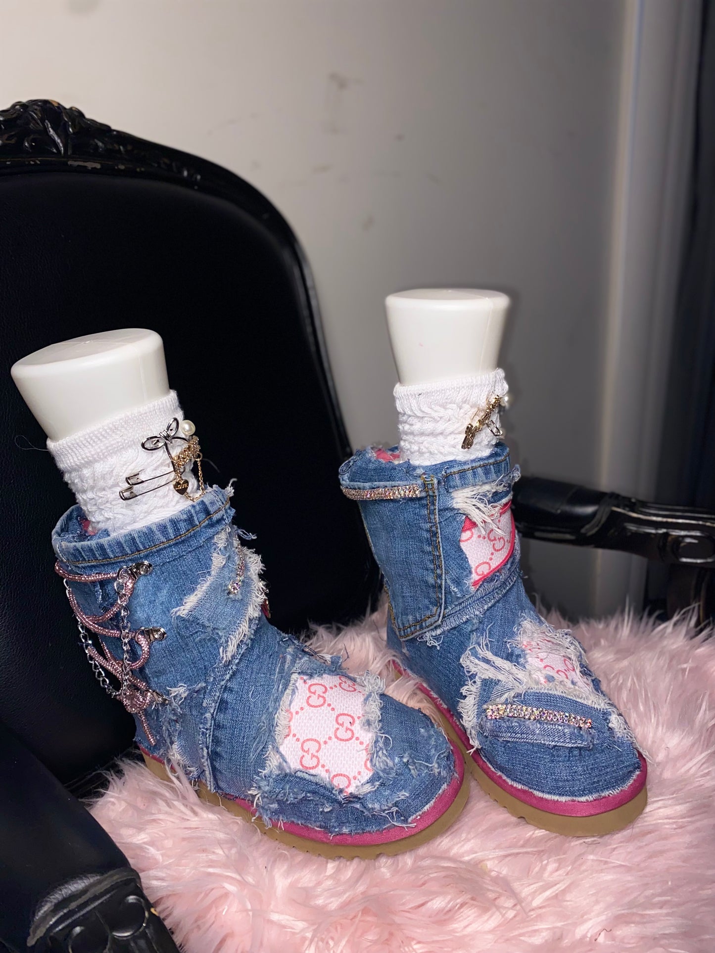 Custom Distressed Denim Boots – Handcrafted ItGirl Statement Footwear