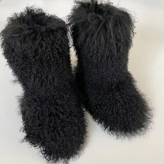 Real Mid-Length Mongolian Fur Boots