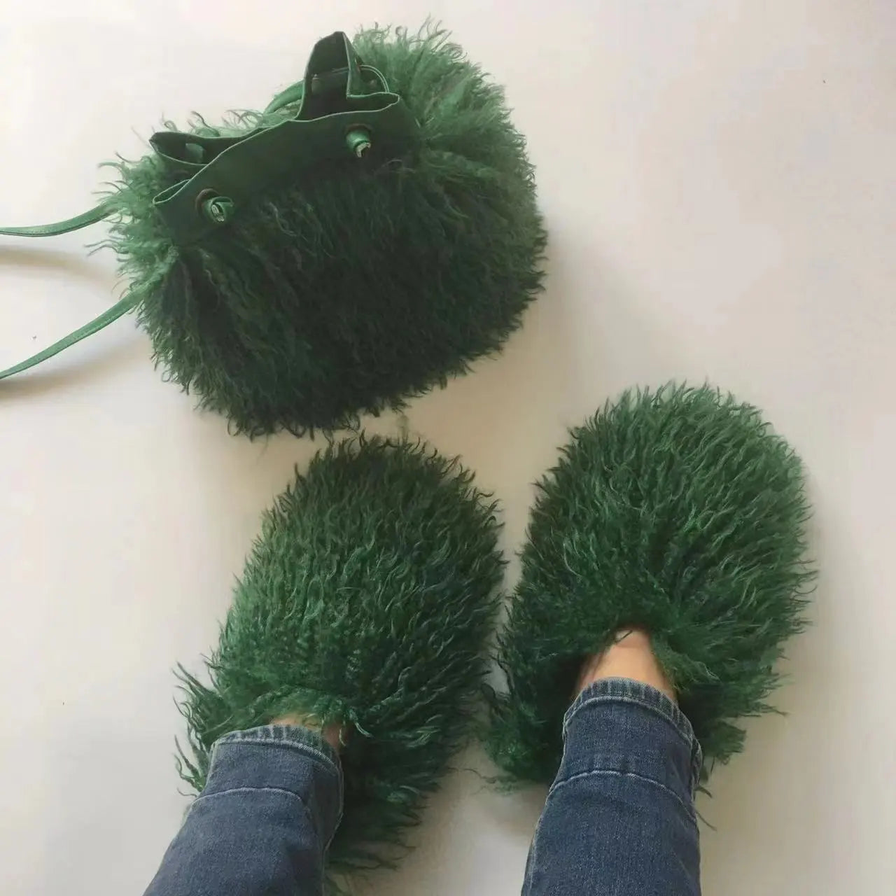 Fluffy Slipper & Bag Set