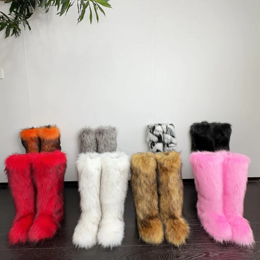 Knee High Fuzzy Faux Fur Boots