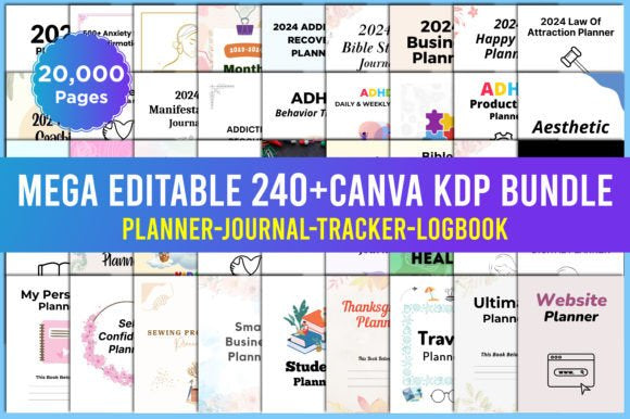 Mega Editable 240+ KDP Interior Bundle Canva Interior