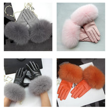 Load image into Gallery viewer, Leather X Fox Fur Touchscreen Glove
