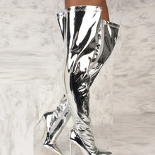 Load image into Gallery viewer, Metallic Thigh High Boots
