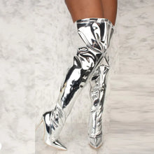 Load image into Gallery viewer, Metallic Thigh High Boots
