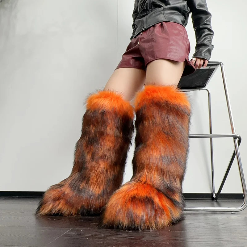 Knee High Fuzzy Faux Fur Boots