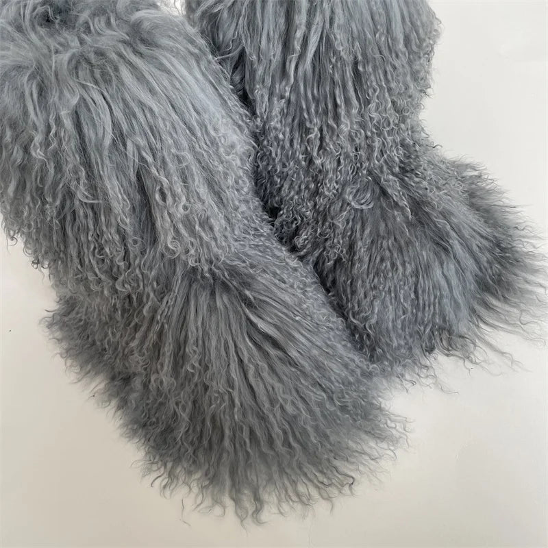Real Mid-Length Mongolian Fur Boots