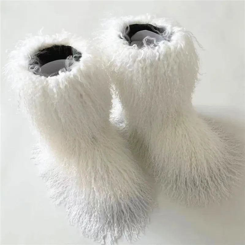 Real Mid-Length Mongolian Fur Boots