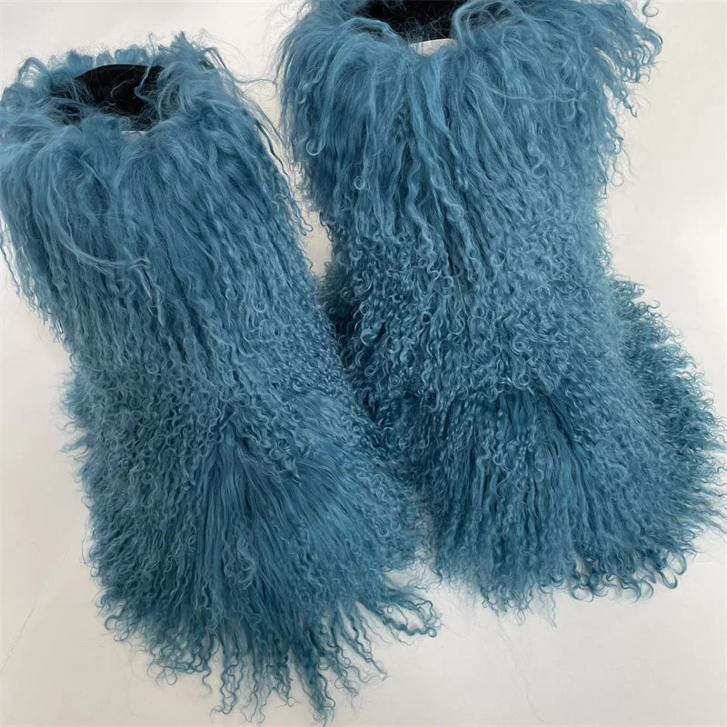 Real Mid-Length Mongolian Fur Boots