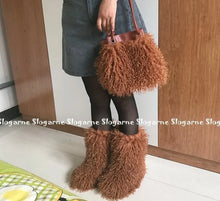 Load image into Gallery viewer, Curly Fur Boot &amp; Bag
