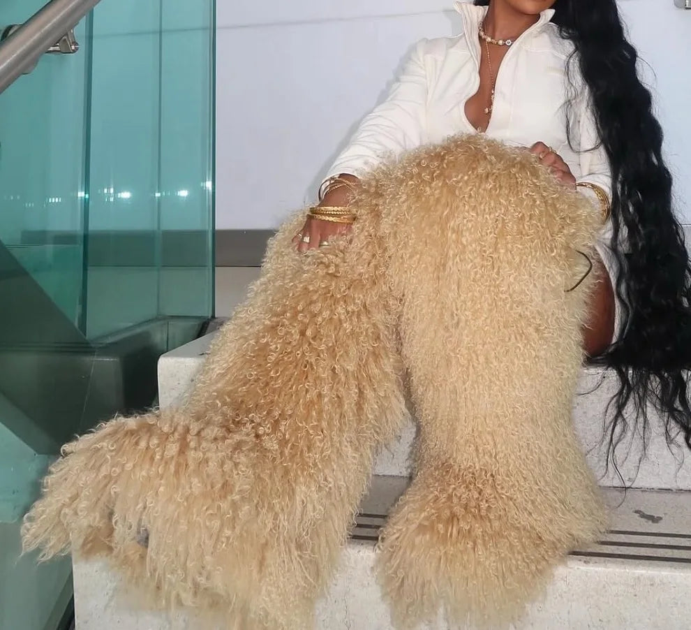 Thigh High Mongolian Fur Boots – Luxury Statement Boots for ItGirls