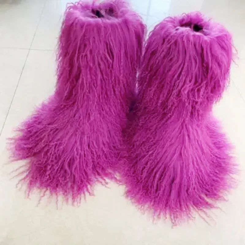 Real Mid-Length Mongolian Fur Boots