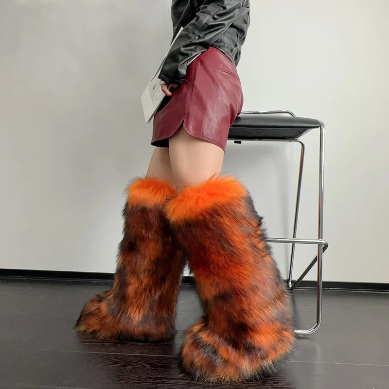 Knee High Fuzzy Faux Fur Boots