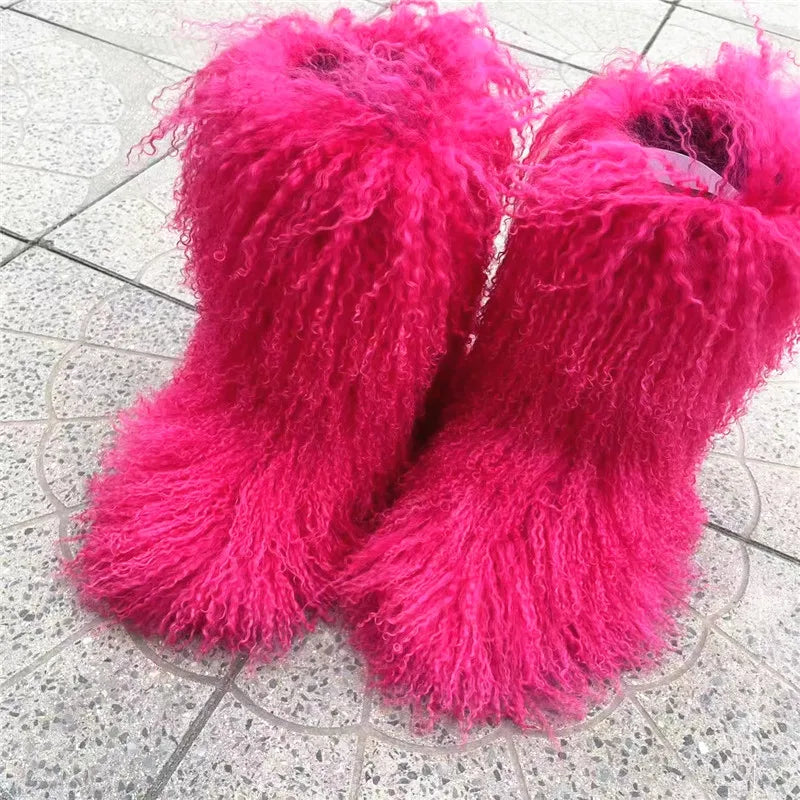 Real Mid-Length Mongolian Fur Boots